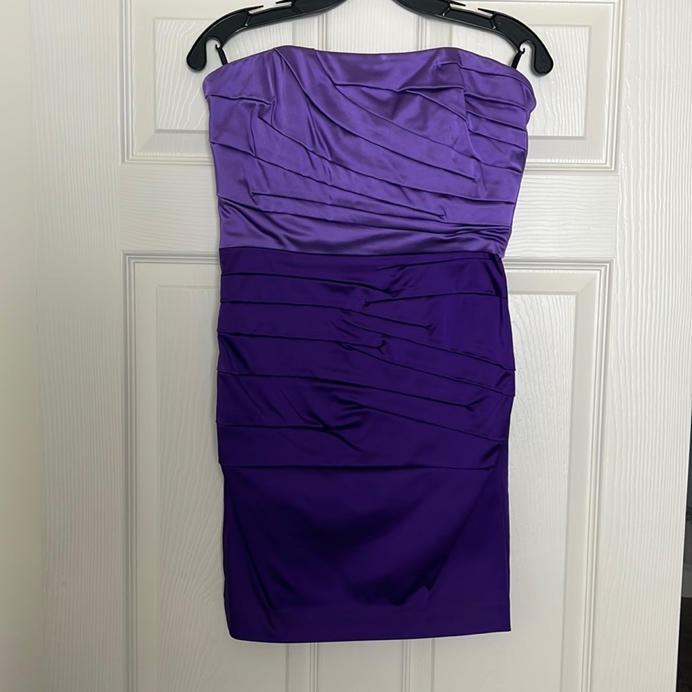 Bebe Italian Silk Purple Strapless Mini